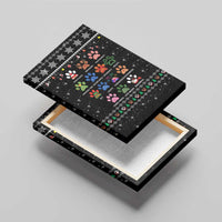 Christmas Colorful Dog Pawprint Canvas Wall Art Black Snowflake Pattern Design - Wonder Print Shop