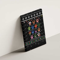 Christmas Colorful Dog Pawprint Canvas Wall Art Black Snowflake Pattern Design - Wonder Print Shop