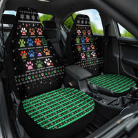 Christmas Colorful Dog Pawprint Car Seat Cover Black Snowflake Pattern Design - Wonder Print Shop