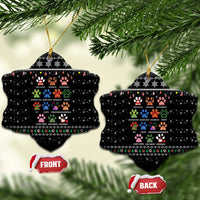 Christmas Colorful Dog Pawprint Ceramic Ornament Black Snowflake Pattern Design - Wonder Print Shop