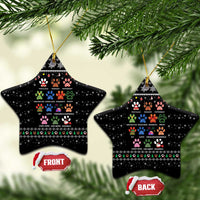 Christmas Colorful Dog Pawprint Ceramic Ornament Black Snowflake Pattern Design - Wonder Print Shop