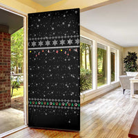 Christmas Colorful Dog Pawprint Door Cover Black Snowflake Pattern Design - Wonder Print Shop
