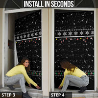 Christmas Colorful Dog Pawprint Door Cover Black Snowflake Pattern Design - Wonder Print Shop