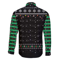 Christmas Colorful Dog Pawprint Family Matching Long Sleeve Bodycon Dress and Hawaiian Shirt Black Snowflake Pattern Design - Wonder Print Shop