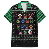 Christmas Colorful Dog Pawprint Family Matching Off Shoulder Short Dress and Hawaiian Shirt Black Snowflake Pattern Design - Wonder Print Shop