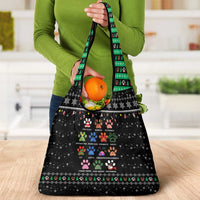 Christmas Colorful Dog Pawprint Grocery Bag Black Snowflake Pattern Design - Wonder Print Shop