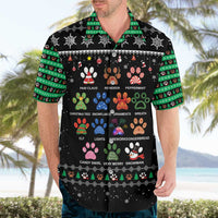 Christmas Colorful Dog Pawprint Hawaiian Shirt Black Snowflake Pattern Design - Wonder Print Shop