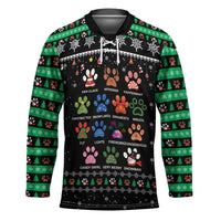 Christmas Colorful Dog Pawprint Hockey Jersey Black Snowflake Pattern Design - Wonder Print Shop