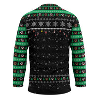 Christmas Colorful Dog Pawprint Hockey Jersey Black Snowflake Pattern Design - Wonder Print Shop