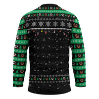 Christmas Colorful Dog Pawprint Hockey Jersey Black Snowflake Pattern Design - Wonder Print Shop
