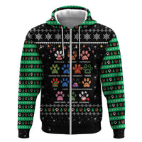 Christmas Colorful Dog Pawprint Hoodie Black Snowflake Pattern Design - Wonder Print Shop