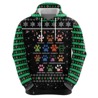 Christmas Colorful Dog Pawprint Hoodie Black Snowflake Pattern Design - Wonder Print Shop