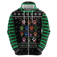 Christmas Colorful Dog Pawprint Hoodie Black Snowflake Pattern Design - Wonder Print Shop