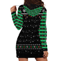 Christmas Colorful Dog Pawprint Hoodie Dress Black Snowflake Pattern Design - Wonder Print Shop