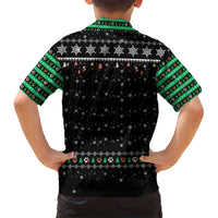 Christmas Colorful Dog Pawprint Kid Hawaiian Shirt Black Snowflake Pattern Design - Wonder Print Shop