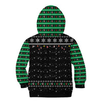 Christmas Colorful Dog Pawprint Kid Hoodie Black Snowflake Pattern Design - Wonder Print Shop