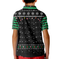 Christmas Colorful Dog Pawprint Kid Polo Shirt Black Snowflake Pattern Design - Wonder Print Shop