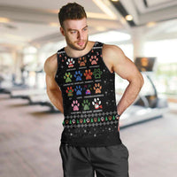 Christmas Colorful Dog Pawprint Men Tank Top Black Snowflake Pattern Design - Wonder Print Shop