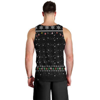 Christmas Colorful Dog Pawprint Men Tank Top Black Snowflake Pattern Design - Wonder Print Shop