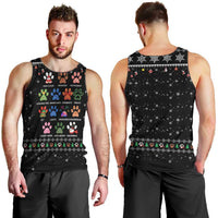 Christmas Colorful Dog Pawprint Men Tank Top Black Snowflake Pattern Design - Wonder Print Shop