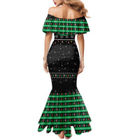 Christmas Colorful Dog Pawprint Mermaid Dress Black Snowflake Pattern Design - Wonder Print Shop