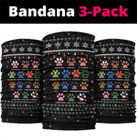 Christmas Colorful Dog Pawprint Neck Gaiter Black Snowflake Pattern Design - Wonder Print Shop