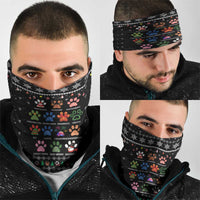 Christmas Colorful Dog Pawprint Neck Gaiter Black Snowflake Pattern Design - Wonder Print Shop