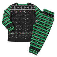 Christmas Colorful Dog Pawprint Christmas Pajama Set Black Snowflake Pattern Design - Wonder Print Shop