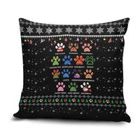 Christmas Colorful Dog Pawprint Pillow Cover Black Snowflake Pattern Design - Wonder Print Shop