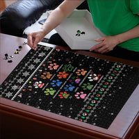 Christmas Colorful Dog Pawprint Puzzle Black Snowflake Pattern Design - Wonder Print Shop
