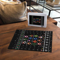 Christmas Colorful Dog Pawprint Puzzle Black Snowflake Pattern Design - Wonder Print Shop