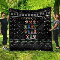 Christmas Colorful Dog Pawprint Quilt Black Snowflake Pattern Design - Wonder Print Shop