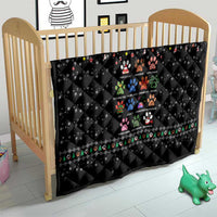 Christmas Colorful Dog Pawprint Quilt Black Snowflake Pattern Design - Wonder Print Shop