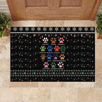 Christmas Colorful Dog Pawprint Rubber Doormat Black Snowflake Pattern Design - Wonder Print Shop