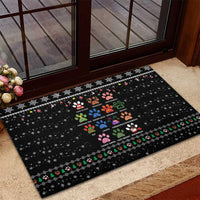 Christmas Colorful Dog Pawprint Rubber Doormat Black Snowflake Pattern Design - Wonder Print Shop