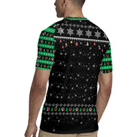 Christmas Colorful Dog Pawprint Rugby Jersey Black Snowflake Pattern Design - Wonder Print Shop