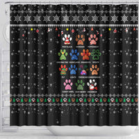 Christmas Colorful Dog Pawprint Shower Curtain Black Snowflake Pattern Design - Wonder Print Shop