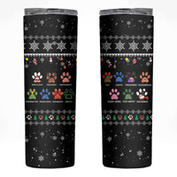 Christmas Colorful Dog Pawprint Skinny Tumbler Black Snowflake Pattern Design - Wonder Print Shop