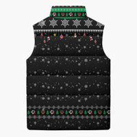 Christmas Colorful Dog Pawprint Sleeveless Puffer Jacket Black Snowflake Pattern Design - Wonder Print Shop
