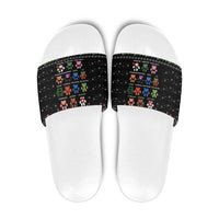 Christmas Colorful Dog Pawprint Slide Sandals Black Snowflake Pattern Design - Wonder Print Shop