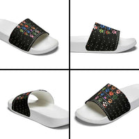 Christmas Colorful Dog Pawprint Slide Sandals Black Snowflake Pattern Design - Wonder Print Shop