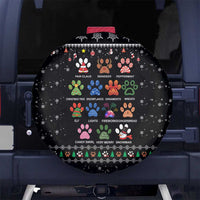 Christmas Colorful Dog Pawprint Spare Tire Cover Black Snowflake Pattern Design - Wonder Print Shop