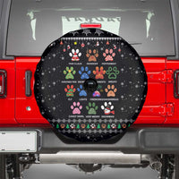 Christmas Colorful Dog Pawprint Spare Tire Cover Black Snowflake Pattern Design - Wonder Print Shop