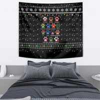 Christmas Colorful Dog Pawprint Tapestry Black Snowflake Pattern Design - Wonder Print Shop