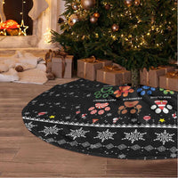 Christmas Colorful Dog Pawprint Tree Skirt Black Snowflake Pattern Design - Wonder Print Shop