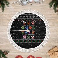 Christmas Colorful Dog Pawprint Tree Skirt Black Snowflake Pattern Design - Wonder Print Shop