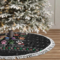 Christmas Colorful Dog Pawprint Tree Skirt Black Snowflake Pattern Design - Wonder Print Shop