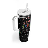 Christmas Colorful Dog Pawprint Tumbler With Handle Black Snowflake Pattern Design - Wonder Print Shop