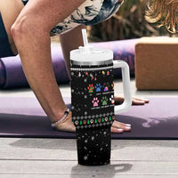 Christmas Colorful Dog Pawprint Tumbler With Handle Black Snowflake Pattern Design - Wonder Print Shop