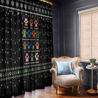 Christmas Colorful Dog Pawprint Window Curtain Black Snowflake Pattern Design - Wonder Print Shop